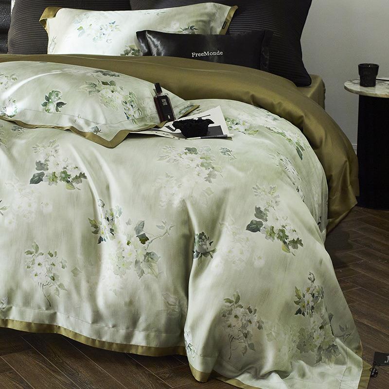 Fre8918mond雾自由家4新款80天丝棉磨毛四件套-e里青1.e5m床单款