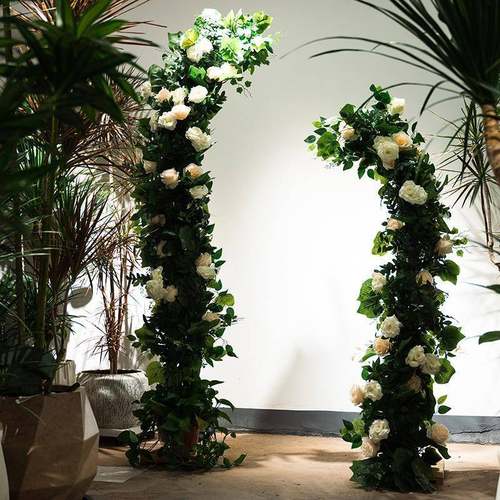 森系婚花庆牛角花门羊PZN拱门树枝花艺门架角子弧形户外草坪婚礼