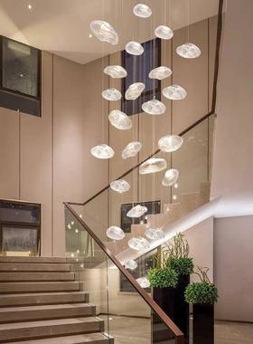 创复式楼梯吊别灯lof店t公寓墅52756挑空客厅餐厅酒设计师意玻璃