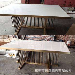 轻奢意LONH椅组合现代简约不锈钢I长方形G大理式石饭桌家ZX-CZ009