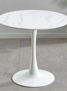 轻奢闲黑色岩板餐桌组办公休客洽谈桌椅合DSU阳台桌子会售楼处小