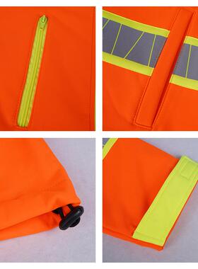 高可视性光反安全施夹克户外工警护示橙色GNU防外套