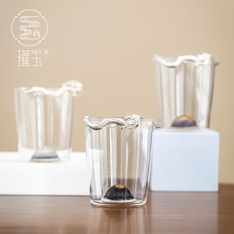 瓘玉祥龙公道杯手工水晶玻璃公道杯耐热加厚日式茶具茶海分茶器