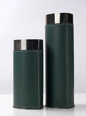 轻奢大口金属织皮29331革花器样板房售编楼厅部卧室客书房径花瓶