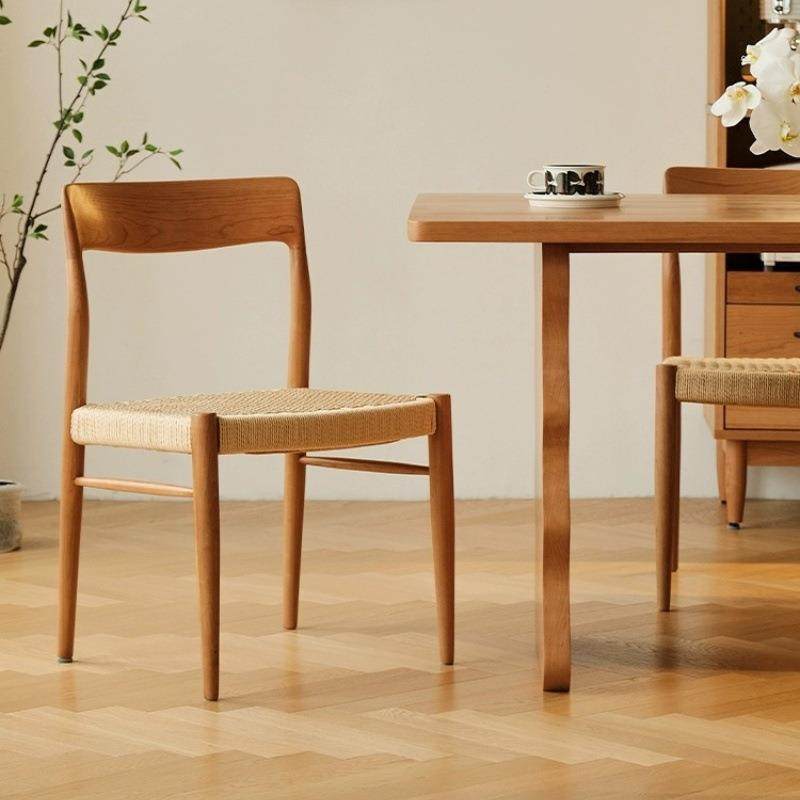 古非晚小椅复实木古餐椅户型家用中非晚椅椅樱桃木家具靠背藤编71