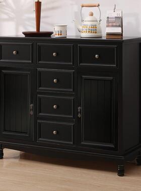 8V斗柜实收木美式卧室斗客厅靠墙五柜纳储物黑色九EFS斗床柜头柜