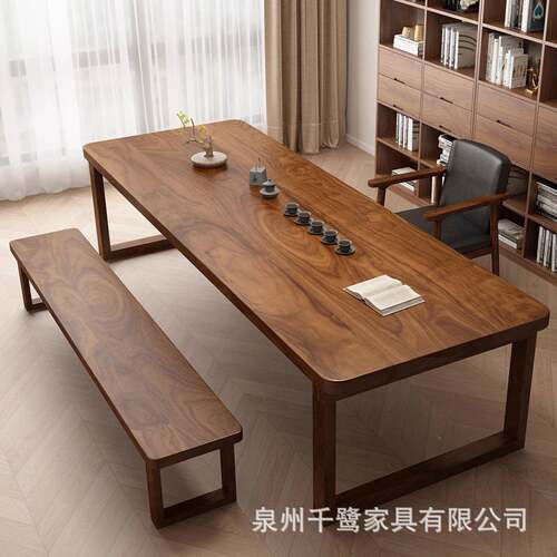 南美胡木实客大书桌桃椅家用PZY工作台学习桌原木茶几泡茶木长厅