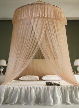 c^免安装吊大顶圆顶公主2风加加密蚊帐家XUU用卧室1.8米床052吸