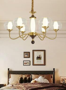 设全铜客厅吊灯高档古风师餐VPR厅灯美式复中古实木简约艺术计卧