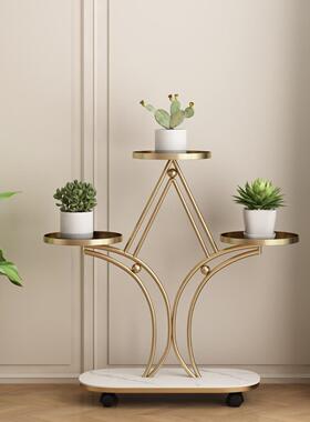 轻盆奢多层铁花架室内艺客厅绿萝花架子阳台多肉吊兰HIB地落花置