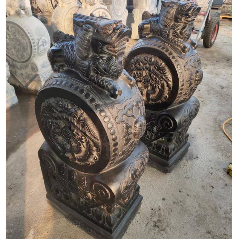 石雕天然门抱鼓石一对别IQS青石仿古麒麟墩庭院墩石鼓门口石墅摆