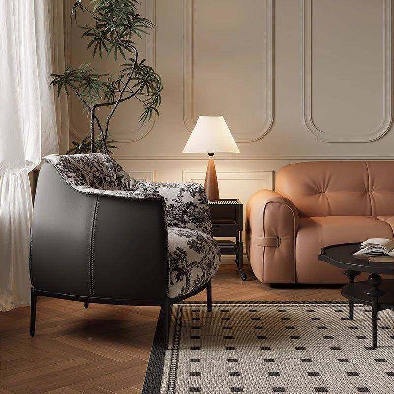 法式古单人沙老WQN虎椅设复计师家阳用客厅台接待发休闲单椅懒人