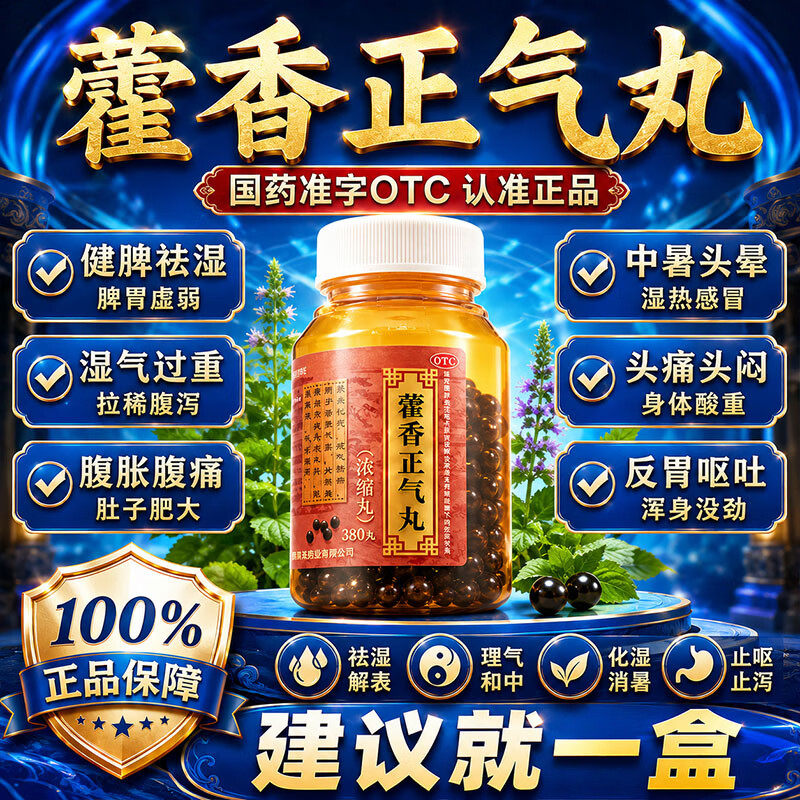 【上龙】藿香正气丸(浓缩丸)380丸*1瓶/盒