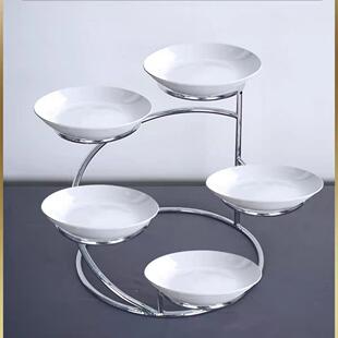 餐桌冷盘架子宴会凉菜摆盘架不锈钢电镀盘碟子展示架铁艺婚庆道具