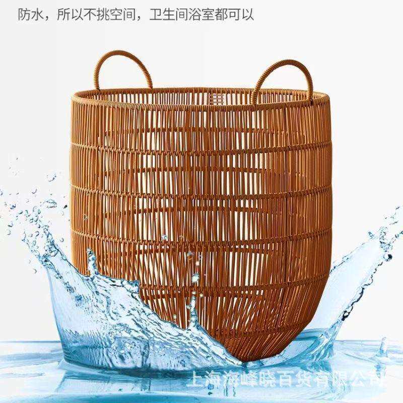 仿藤编防水脏衣篮脏衣服收纳筐卧室脏衣筐浴室脏衣篓塑藤洗衣篮