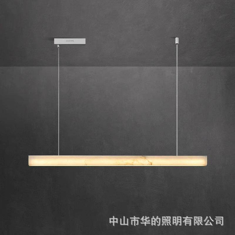 餐厅吊灯极简现代全铜灯新中式轻奢设计师西班牙一字长条岛台灯