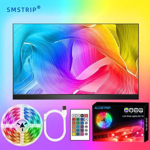 led5050rgb5V低压电视背景灯带套装一米30灯软灯带24键红外控制器