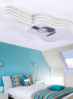 L现简约ED吸25393顶灯卡通吉他男女孩童房代间创意儿护眼音乐卧室