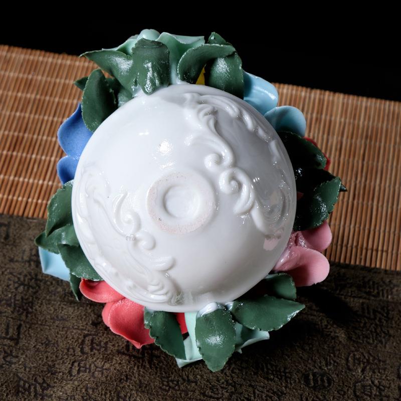 仿真陶瓷花创意工手捏蓝花纯手工花球用XL-655客厅吊篮摆件家送礼