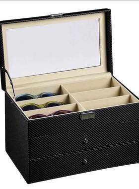 皮屉革眼16137镜纳盒多收层抽太阳镜墨镜便携整理盒家用展收纳示