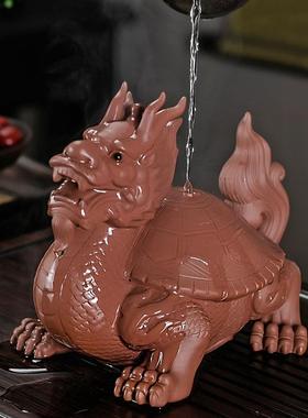 跨境直供紫砂龙龟茶宠摆件精品养可茶桌台摆71435件大饰全茶品风