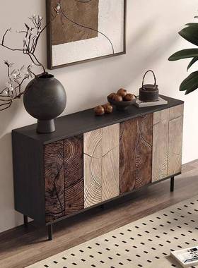 意轻式奢风餐边柜柜实木38582雕刻客厅靠墙储物艺装饰中古复古术