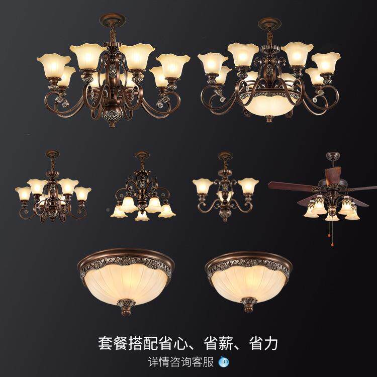 美式复F5454古客厅套房具欧式卧吊灯厅灯铁艺室灯客简欧三室灯两