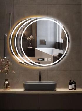 圆形智能镜LED摸浴镜室雾子卫生间除多功68545能触屏洗手间壁挂化