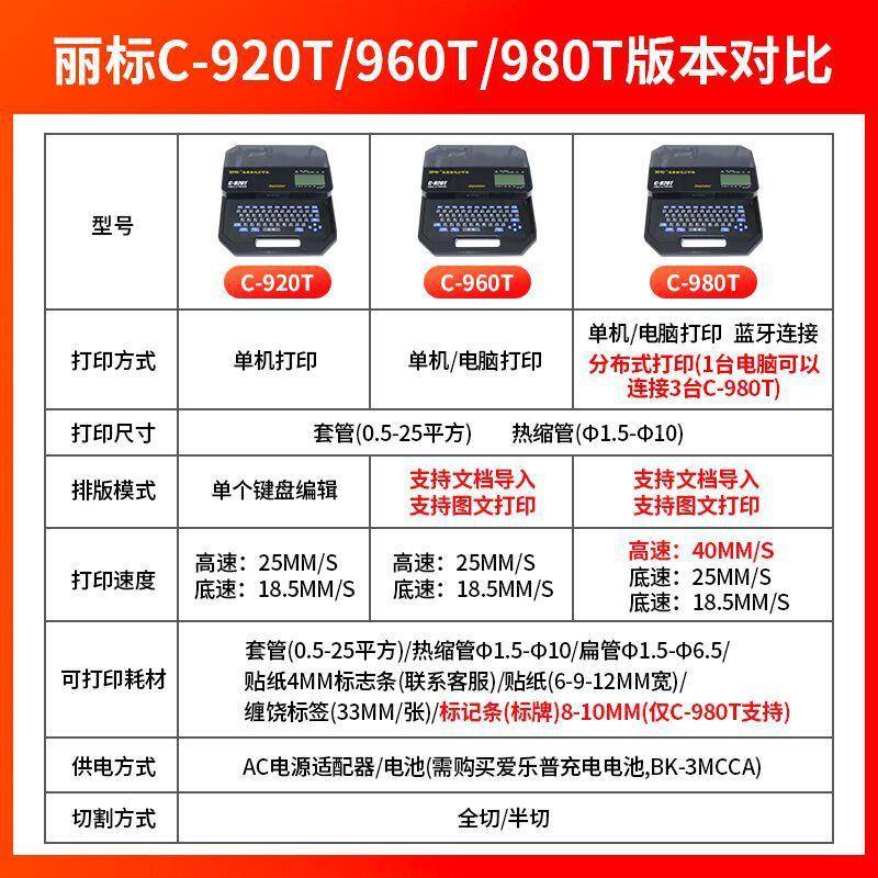 线号机c-920T0/980T/96T/580T号OSO管打印机25线平方号码打印机