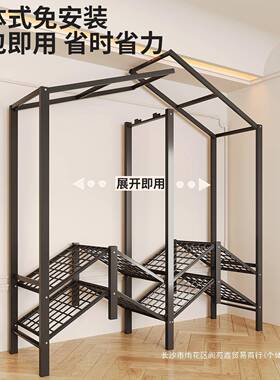 简易衣柜卧室家用免安装布柜房加厚加粗ZYE衣全钢架折叠衣出橱租