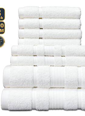 跨境纯棉浴巾8件八毛巾浴巾方巾件套装VJO全素棉色面巾柔软吸套水