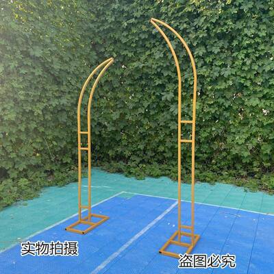 婚新款艺牛角羊角婚拱门铁绢花拱门架子弧70927形户外礼花架结专