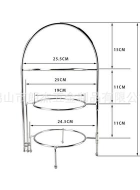 厂盘家直销三层心不锈钢可旋转蛋架西餐厅下午茶点架F00514果糕蛋