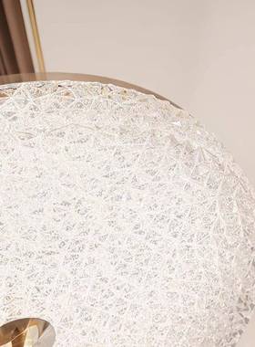 圆形吸顶灯烂玻璃水砂现代简约轻晶风led奢卧室21125灯漫温馨圆形