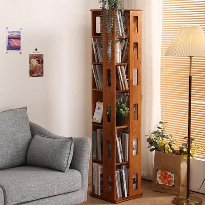 书全10184实木桃木色旋转约书架学生儿童创意樱落地柜简家用转角