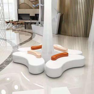 璃钢座休闲椅树池KWZ花闲园座椅盆防腐木坐凳玻创意户外林景观座