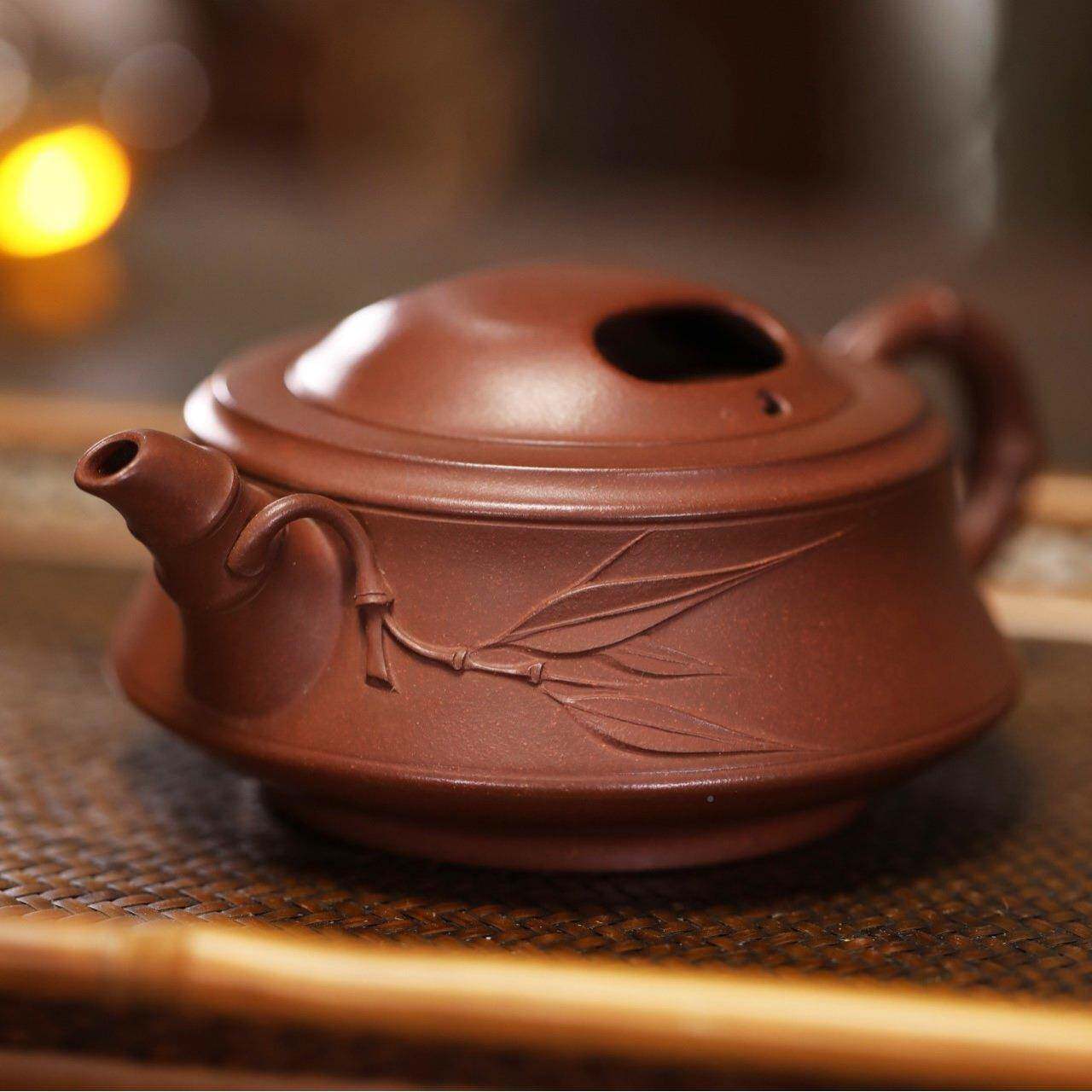 宜紫砂壶兴具茶道泡贴1413茶壶名家纯手工竹叶原矿清茶水泥牛盖竹