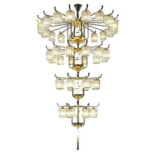 现代简约复式五层客式厅大吊灯二层灯中楼别墅晶中空大厅水大UQW