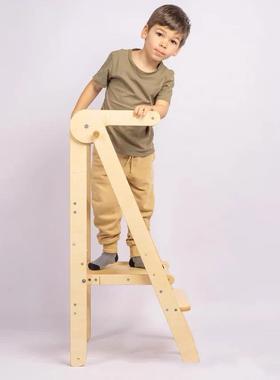 实木宝垫蒙FVR氏学习宝塔多功儿童可折叠脚凳洗手凳幼能儿台阶梯