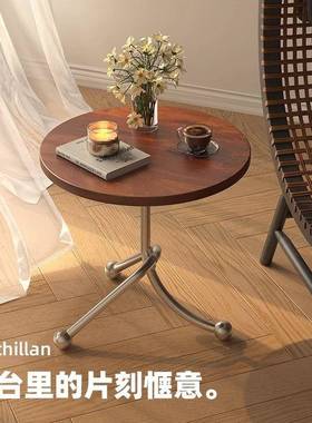 茶飘窗桌客厅39483沙边发几阳台边桌圆桌小几子小床头柜中古置物