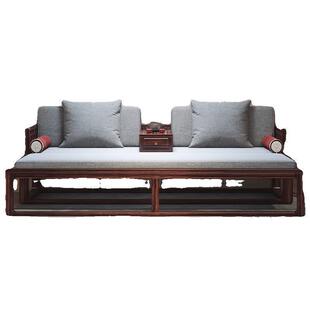 拉罗汉床新式实木沙发床贵床妃椅榻推两用罗汉中椅乌金木轻93120