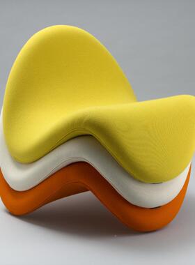 网红舌头椅椅21656单人沙发布艺沙客厅懒人发定型棉舒适弧形闲阳