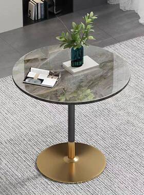 办岩板洽谈桌椅组合轻37306奢代简桌约会客桌接待会议公家用小圆