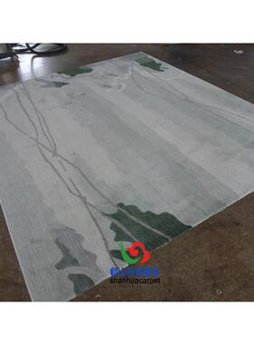新中式象绿水墨画样发板房客厅53442茶几沙地毯大厅接待室抽贵色
