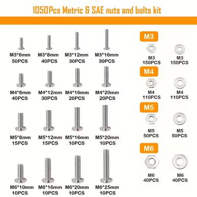 1螺690pcs不锈钢十XYA字盘头螺螺丝母套装沉自头攻螺丝木丝盒装