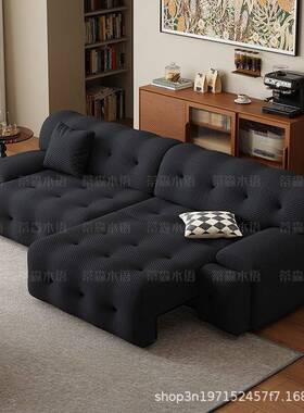 罗奇堡电动发床两用沙可调节伸缩折CJX叠多功能意式黑色客布艺厅