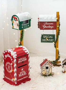 挂NUCHI热卖圣诞节装饰品鸟窗小木屋信箱屋529门橱场景布置摆件