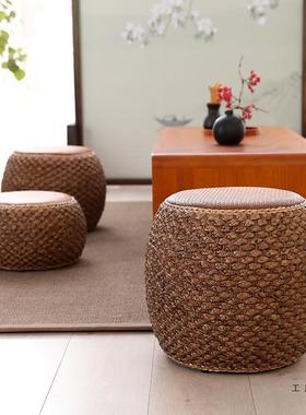 藤编矮几凳创意圆GZX凳工草编墩沙发茶凳坐子家用客厅卧室手实木