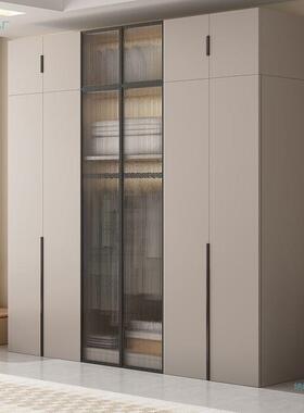 衣柜家用卧室现代简约实木FHJ小型出房租玻璃门衣柜收纳组合衣大