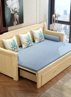 实木折HOQ叠沙发床一体两用客厅小m户型出屋用1租.21.m5米1.8多功